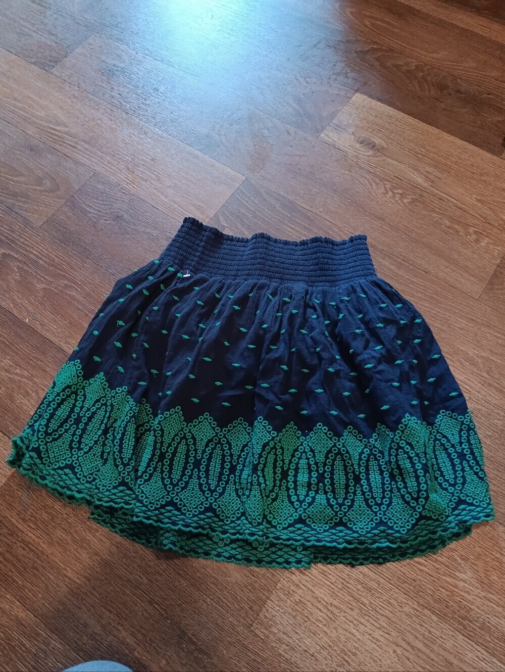 J. Crew Navy Mini Skirt with Teal Embroidery - Picture 4 of 4